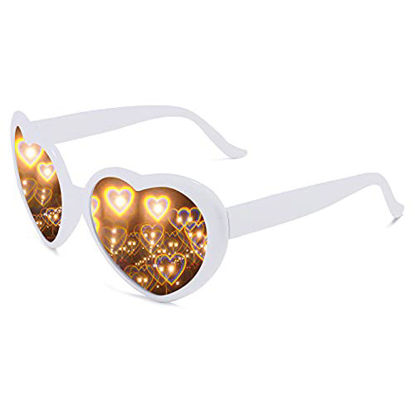 Picture of Heart Sunglasses Heart Effect Diffraction Glasses Festival Accessories Party Rave Lights Glasses Love Gift UV400 Protection
