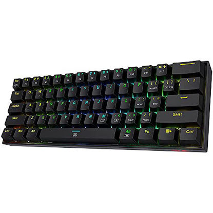 Picture of Redragon K630 Dragonborn 60% Wired RGB Gaming Keyboard, 61 Keys Compact Mechanical Keyboard with Tactile Brown Switch, Pro Driver Support, Black