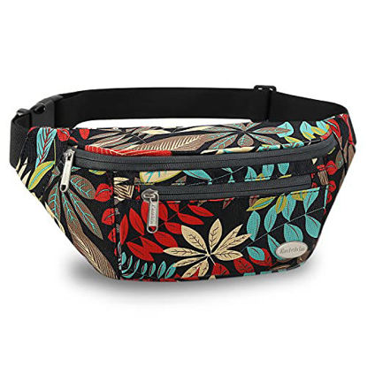 Picture of Entchin Fanny Pack for Hiking, Running and Travel (Floral Black)