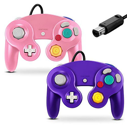 Picture of Gamecube Controller, Classic Wired Controller for Wii Nintendo Gamecube (Pink & Purple-2Pack)