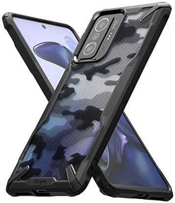 Picture of Ringke Fusion-X Compatible with Xiaomi 11T, 11T Pro Case, Camouflage Design Hard Back Heavy Duty Shockproof Advanced Protective TPU Bumper Phone Cover - Camo Black