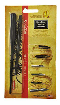Picture of Speedball Sketching Pen Set - 2 Penholders w/ 6 Pen Tips
