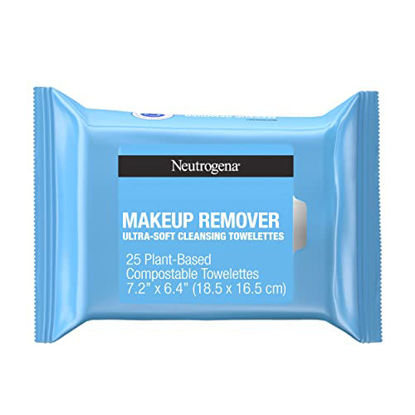 Picture of Neutrogena Makeup Remover Facial Cleansing Towelettes, Daily Face Wipes to Remove Dirt, Oil, Makeup & Waterproof Mascara, Gentle, Alcohol-Free, 25 ct