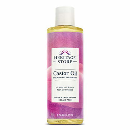 Picture of Heritage Store Castor Oil Nourishing Treatment | Deep Hydration for Hair, Skin, Lashes & Brows | Vegan | 60 Day Money Back Guarantee (8 oz)