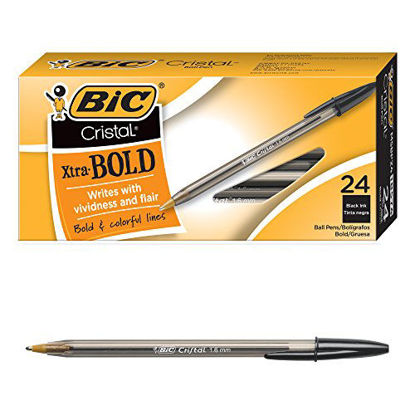 Picture of BIC Cristal Xtra Bold Ballpoint Pen, Bold Point (1.6mm) For Vivid And Dramatic Lines, Black, 24-Count