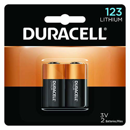 Picture of Duracell CR123A 3V Lithium Battery, 2 Count Pack, 123 3 Volt High Power Lithium Battery, Long-Lasting for Home Safety and Security Devices, High-Intensity Flashlights, and Home Automation
