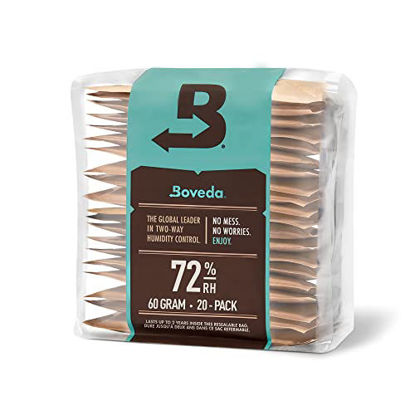 Picture of Boveda 72% RH 2-Way Humidity Control - Restores & Maintains Humidity - All In One Solution For Humidification- Patented Technology for Cigar Humidors - Convenient & Versatile - 20 Count Resealable Bag