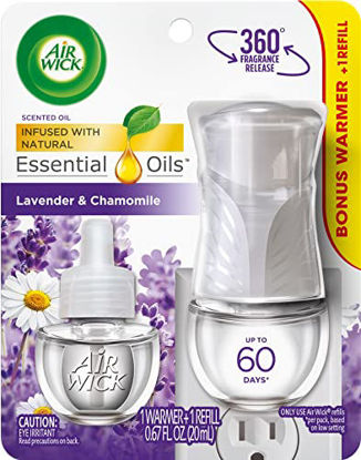 Picture of Air Wick plug in Scented Oil, Starter Kit, Lavender and Chamomile 1ct, Essential Oils, Air Freshener, Purple