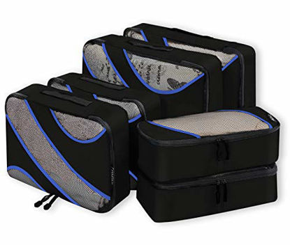 Picture of BAGAIL 6 Set Packing Cubes,3 Various Sizes Travel Luggage Packing Organizers(Black/Blue)