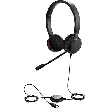 Picture of Jabra Evolve 20 UC Stereo Wired Headset / Music Headphones (U.S. Retail Packaging), Black