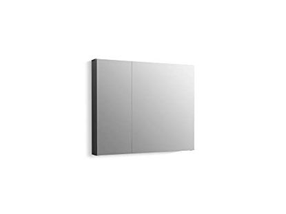 Picture of Kohler Maxstow, Bathroom Medicine Cabinet, Slow-Close Mirrored Door and Interior, Surface or Recessed Installation, 30" x 24", Dark Anodized Aluminum