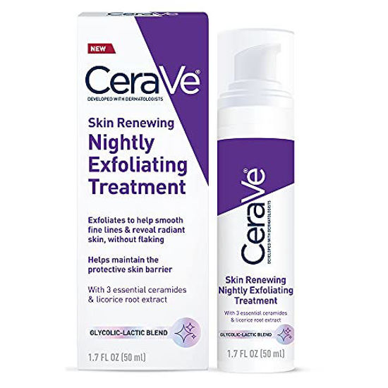 Picture of CeraVe Anti Aging Face Serum with Glycolic Acid, Lactic Acid, and Ceramides | Skin Renewing Nightly Exfoliating Treatment | Dark Spot Corrector for Face | 1.7 Ounce