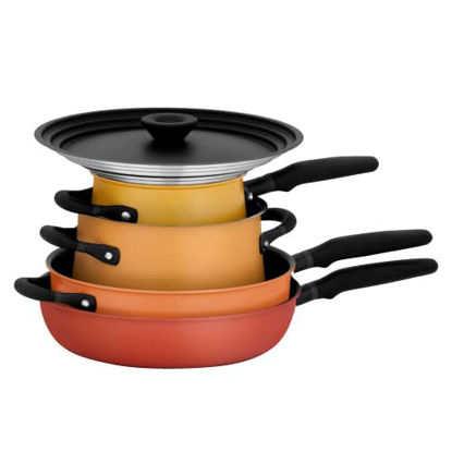 Picture of Meyer Accent Series Nonstick and Stainless Steel Pots and Pans/Cookware Essentials Set, 6 Piece, Nonstick & Stainless Steel