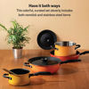 Picture of Meyer Accent Series Nonstick and Stainless Steel Pots and Pans/Cookware Essentials Set, 6 Piece, Nonstick & Stainless Steel