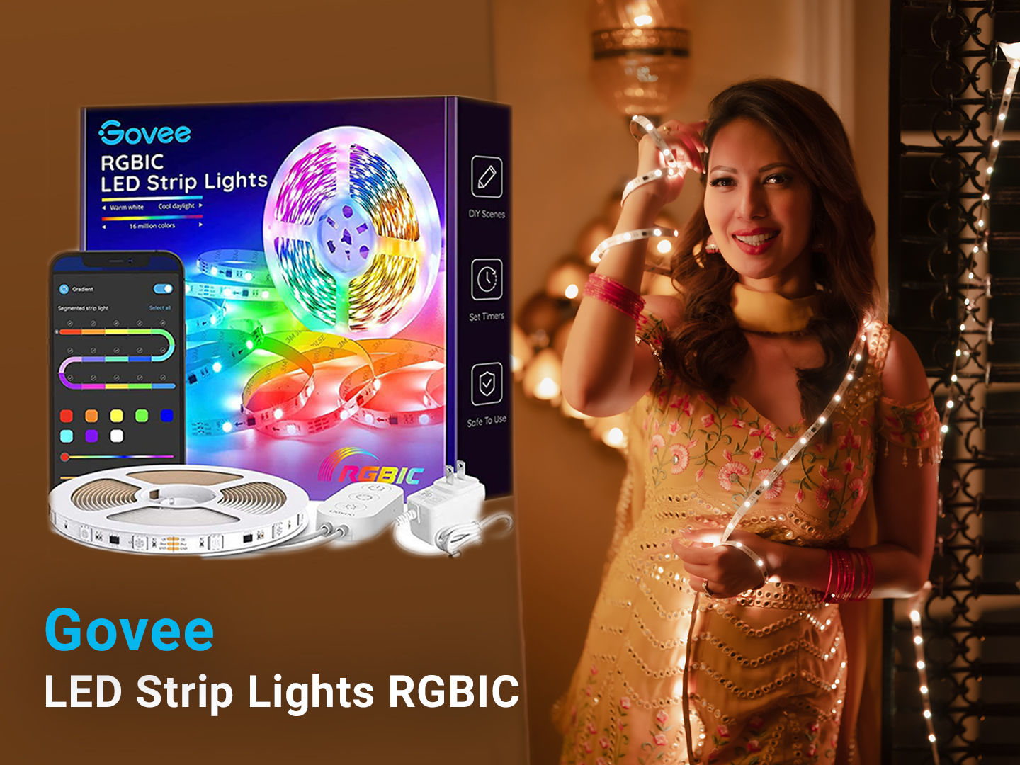 GetUSCart- Govee LED Strip Lights RGBIC, 16.4FT Bluetooth Color ...