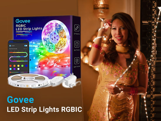 Picture of Govee LED Strip Lights RGBIC, 16.4FT Bluetooth Color Changing Rainbow LED Lights, APP Control with Segmented Control Smart Color Picking, Multicolor LED Music Lights for Bedroom, Room, Kitchen, Party