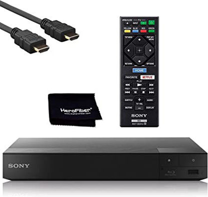 Picture of Sony BDP-S3700 Blu-Ray Disc Player with Built-in Wi-Fi + Remote Control, Bundled with Xtech High-Speed HDMI Cable with Ethernet + HeroFiber Ultra Gentle Cleaning Cloth