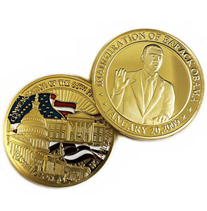 Picture of President Barack Obama Commemorative Coin Challenge Coins Novelty Coin Gold Plated