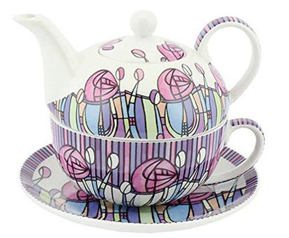 Picture of Modern Mackintosh Tea for One Fine China Tea Pot, Cup and Saucer by Leonardo