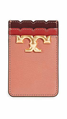 Picture of Tory Burch Eleanor Phone Card Pocket, Toasted Pecan, Pink, One Size