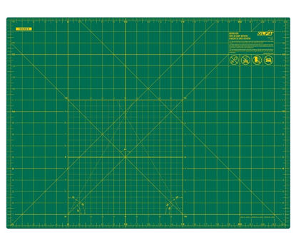 Picture of OLFA 18" x 24" Self Healing Rotary Cutting Mat (RM-SG) - Double Sided 18x24 Inch Cutting Mat with Grid for Quilting, Sewing, Fabric, & Crafts, Designed for Use with Rotary Cutters (Green)