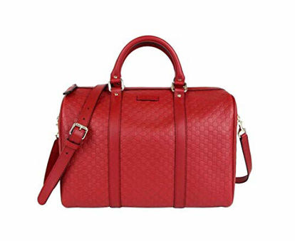 Picture of Gucci Women's Red Micro Guccissima Leather Medium Boston With Shoulder Strap 449646 6420