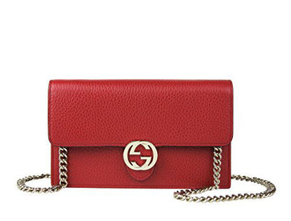 Picture of Gucci Women's Interlocking GG Red Leather Crossbody Chain Wallet 510314 6420