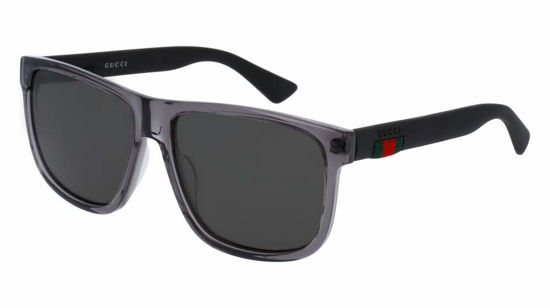 Picture of Gucci GG0010S 004 58M Grey/Black/Grey Polarized Square Sunglasses For Men + BUNDLE with Designer iWear Complimentary Eyewear Care Kit