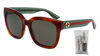 Picture of Gucci GG0034S 003 54M Havana/Green/Green Square Sunglasses For Men For Women+FREE Complimentary Eyewear Care Kit