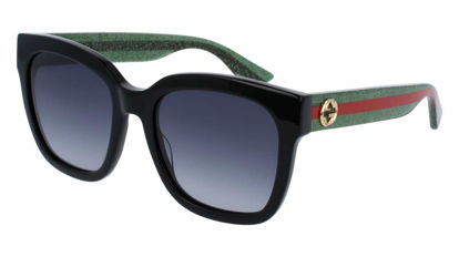 Picture of Gucci GG0034S 002 54M Black/Green/Grey Gradient Square Sunglasses For Men For Women+ BUNDLE with Designer iWear Complimentary Eyewear Care Kit
