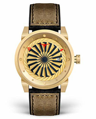 Picture of ZINVO Blade Luxury Men?s Watch - Signature 44mm Automatic Wrist Watch with Turbine Style Dial and Premium Italian Leather Band - Gold
