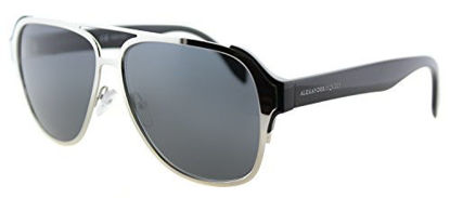 Picture of Sunglasses Alexander McQueen AM0012S-002 SILVER / SMOKE / BLACK