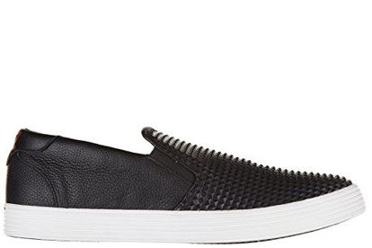 Picture of Emporio Armani EA7 men's leather slip on sneakers black US size 9 278073 6A299 00020