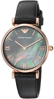 Picture of Emporio Armani Women's 'Dress' Quartz Stainless Steel and Leather Casual Watch, Color:Black (Model: AR11060)