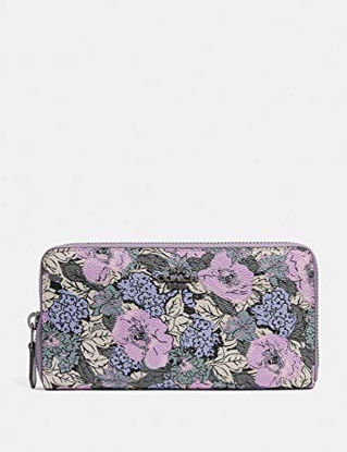 Picture of Coach accordion zip wallet heritage floral print Pewter Soft Lilac NEW