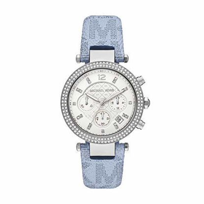 Picture of Michael Kors Women's Parker Stainless Steel Quartz Watch with PVC Strap, Blue, 20 (Model: MK6936)