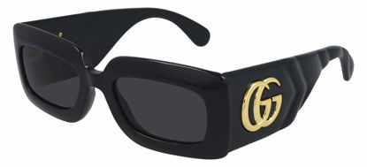 Picture of Gucci Women's Matelasse 90s Rectangular Sunglasses, Black Black Grey, One Size