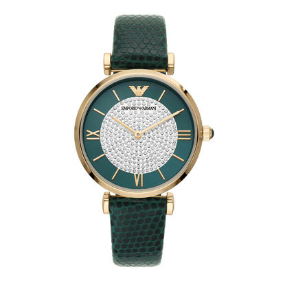 Picture of Emporio Armani Women's Two-Hand Green Leather Watch (Model: AR11403)