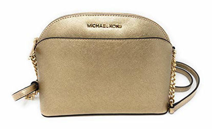 Picture of Michael Kors Emmy Medium Saffiano Leather Crossbody Bag in Pale Gold
