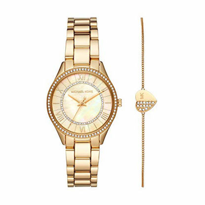 Picture of Michael Kors Women's Lauryn Quartz Watch with Stainless Steel Strap, Gold, 16 (Model: MK4490)