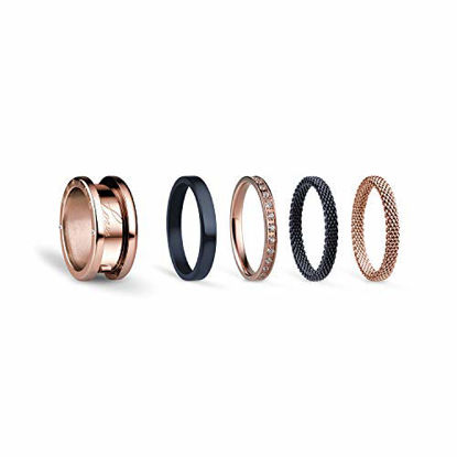 Picture of BERING Interchangeable Rose Gold, Black & Blue Colored Twist and Change Womens Rings Set
