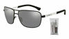 Picture of Emporio Armani EA2033 3001Z3 64M Matte Black/Grey Mirror Silver Polarized Rectangle Sunglasses For Men+FREE Complimentary Eyewear Care Kit