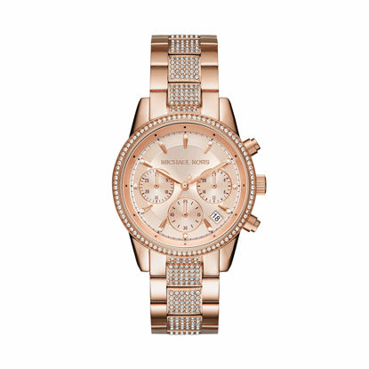 Picture of Michael Kors Women's Ritz Quartz Watch with Stainless Steel Strap, Rose Gold, 18 (Model: MK6485)