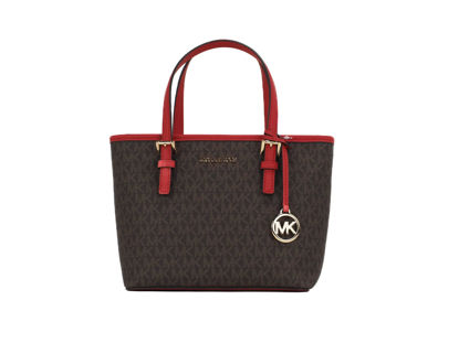 Picture of Michael Kors XS Carry All Jet Set Travel Womens Tote (Br/Flame)