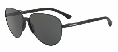 Picture of Emporio Armani EA2059 320387 61M Matte Black/Grey Pilot Sunglasses For Men+ BUNDLE with Designer iWear Complimentary Eyewear Care Kit