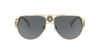 Picture of Versace VE 2225 100287 Gold Metal Aviator Sunglasses Grey Lens