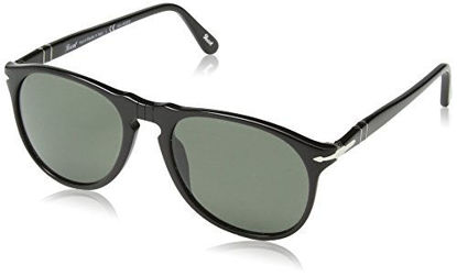 Picture of Persol PO9649S Aviator Sunglasses, Black/Crystal Green Polarized, 52 mm