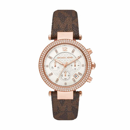 Picture of Michael Kors Women's Parker Stainless Steel Quartz Watch with PVC Strap, Brown, 20 (Model: MK6917)