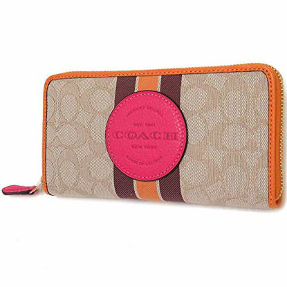 Picture of COACH ACCORDION ZIP WALLET IN SIGNATURE F54630 (IM/Lt Khaki Electric Pink)