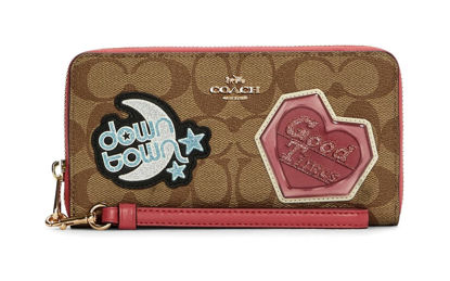 Picture of Coach Accordian Zip Phone Wallet Wristlet (IM/Khaki Multi With Disco Patches)